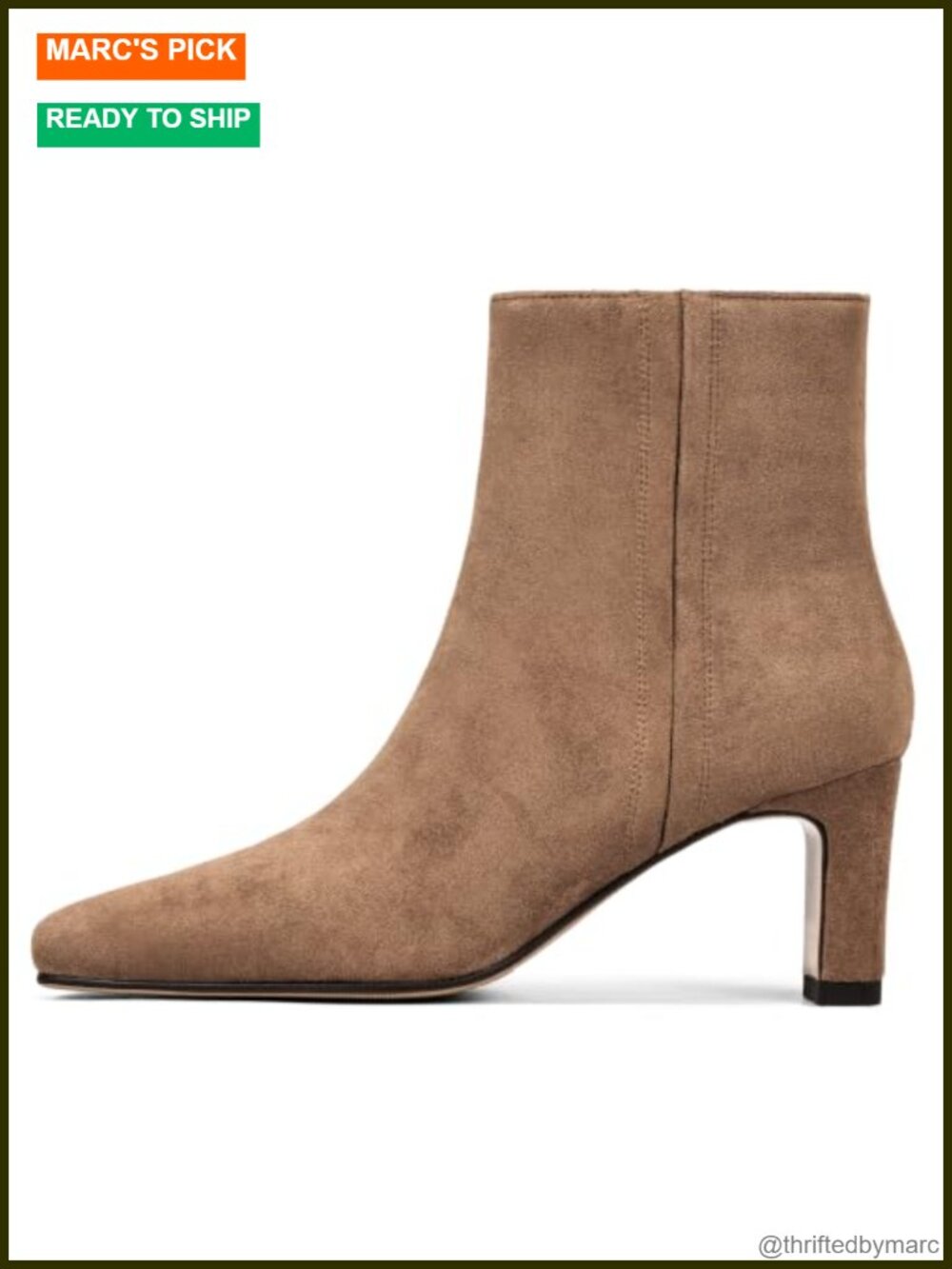 Pointed Toe Chunky Low Heel Ankle Boots Faux Suede Side Zip